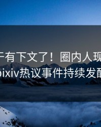八卦终于有下文了！圈内人现身回应，pixiv热议事件持续发酵