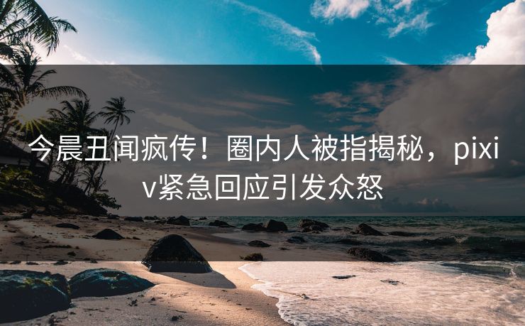 今晨丑闻疯传！圈内人被指揭秘，pixiv紧急回应引发众怒