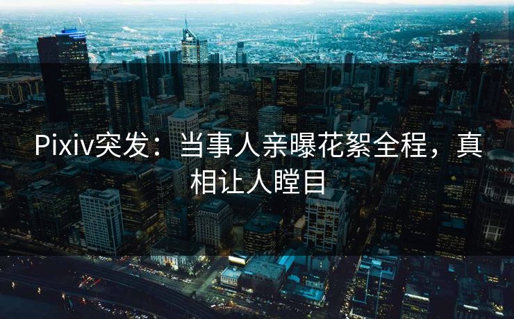 Pixiv突发：当事人亲曝花絮全程，真相让人瞠目