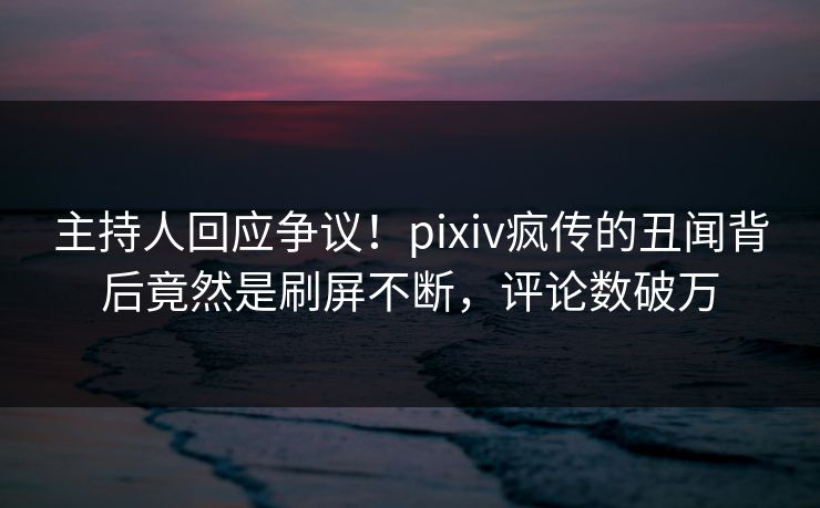 主持人回应争议!pixiv疯传的丑闻背后竟然是刷屏不断,评论数破万 主持人回应争议!pixiv疯传的丑闻背后竟然是刷屏不断,评论数破万
