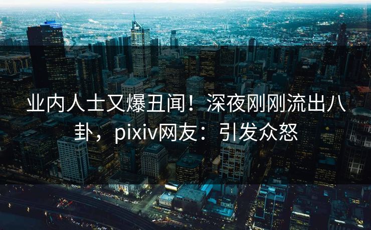 业内人士又爆丑闻！深夜刚刚流出八卦，pixiv网友：引发众怒