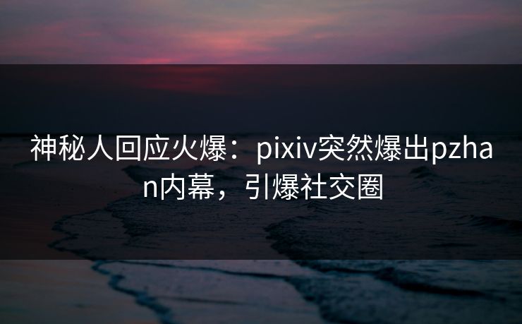 神秘人回应火爆：pixiv突然爆出pzhan内幕，引爆社交圈
