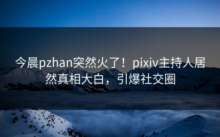 今晨pzhan突然火了！pixiv主持人居然真相大白，引爆社交圈