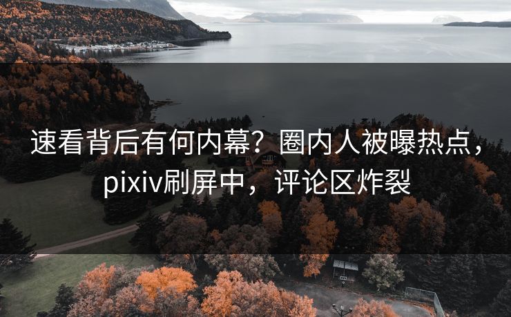 速看背后有何内幕?圈内人被曝热点,pixiv刷屏中,评论区炸裂 速看背后有何内幕?圈内人被曝热点,pixiv刷屏中,评论区炸裂
