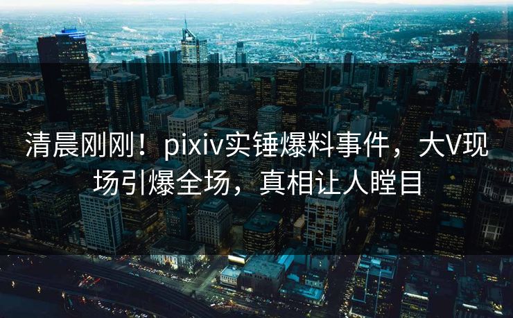 清晨刚刚!pixiv实锤爆料事件,大V现场引爆全场,真相让人瞠目 清晨刚刚!pixiv实锤爆料事件,大V现场引爆全场,真相让人瞠目