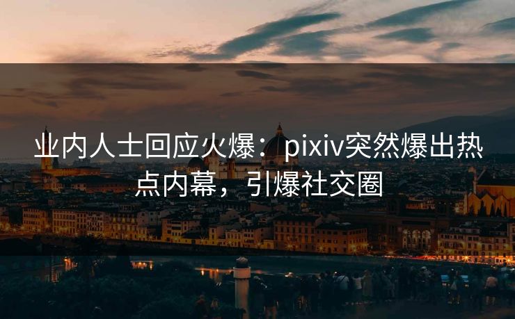 业内人士回应火爆:pixiv突然爆出热点内幕,引爆社交圈 业内人士回应火爆:pixiv突然爆出热点内幕,引爆社交圈