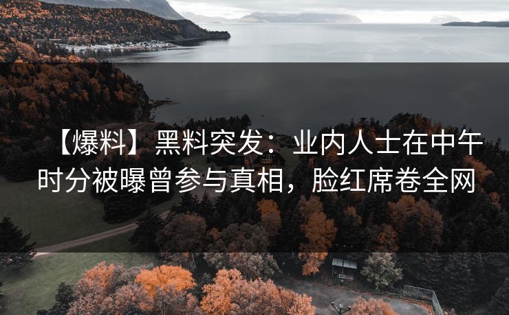 【爆料】黑料突发：业内人士在中午时分被曝曾参与真相，脸红席卷全网