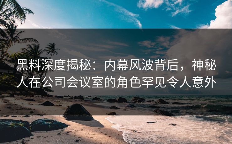 黑料深度揭秘：内幕风波背后，神秘人在公司会议室的角色罕见令人意外