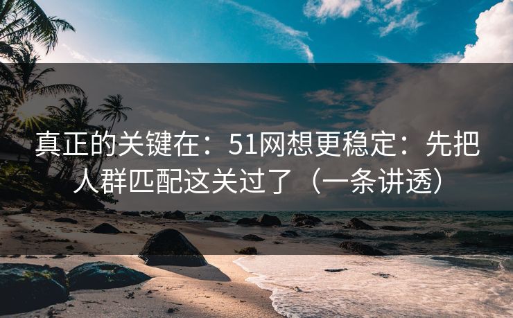 真正的关键在：51网想更稳定：先把人群匹配这关过了（一条讲透）